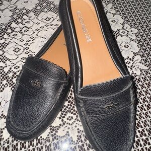 Coach Black and Tan Leather Flats